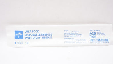 Medline SYR103215 Luer Lock Disposable Syringe W/ 21G x 1In Needle 3mL